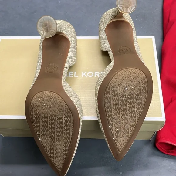 Michael Kors Dorothy Flex D’Orsay gold glitter chain mesh US size 8.5m beautiful - Picture 5 of 12